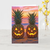 Carte Birthday Halloween Pineapple Jack-o-lanterns (Fleur jaune)