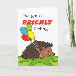 Carte Birthday, Hedgehog With Balloons, Prickly Feeling