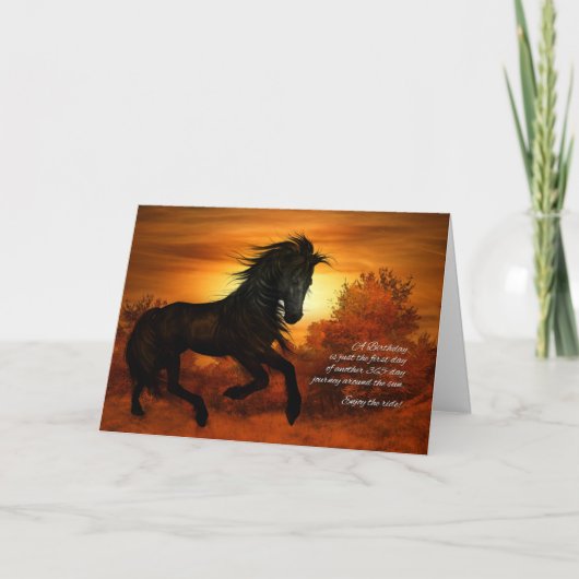 Carte Birthday Horse in the Sunset Funny (Devant)