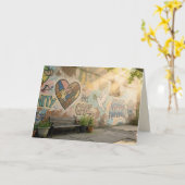 Carte Birthday Humanity Graffiti On Brick Wall Mural (Fleur jaune)