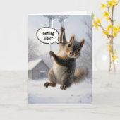 Carte Birthday Humor Squirrel on an Icicle (Fleur jaune)