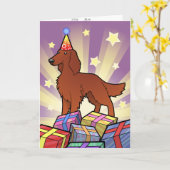 Carte Birthday Irish / English / Gordon / R&W Setter (Fleur jaune)