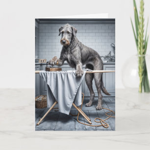 Carte Birthday Irish Wolfhound Ironing