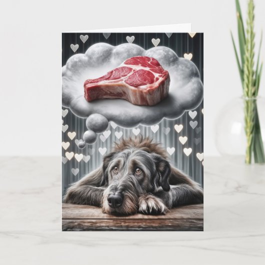 Carte Birthday Irish Wolfhound Pensée de boeuf Steak (Devant)
