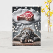 Carte Birthday Irish Wolfhound Pensée de boeuf Steak (Fleur jaune)