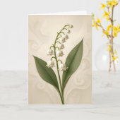 Carte Birthday Lily of the Valley on Abstract (Fleur jaune)