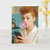 Carte Birthday Lucille Ball Texting On a Cell Phone (Fleur jaune)