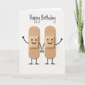 Carte Birthday Medical Bandage Stick Figures People (Devant)