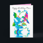 Carte Birthday Mom, Hummingbird & Flowers Card<br><div class="desc">Bright and beautiful Thinking of You Greeting with a hummingbird pollinating beautiful bright flowers.  This Greeting
est part of my Kaleidoscope collection.  Vivid Colors.  D'autres catégories seront incluses,  les birthdays,  les invitations,  etc.</div>