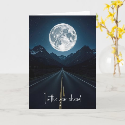 Carte Birthday Moonlit Mountain Highway (Fleur jaune)