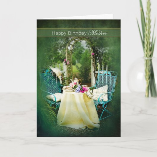 CARTE BIRTHDAY - MOTHER -  ENGLISH COTTAGE GARDEN (Devant)