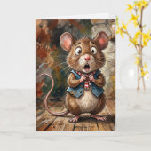 Carte Birthday Mouse with a Surprised Look  (Fleur jaune)