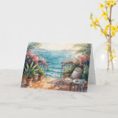 Carte Birthday Ocean Terrace with a Peaceful View (Fleur jaune)