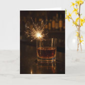 Carte Birthday Party Sparkler In a Glass Of Whiskey (Fleur jaune)