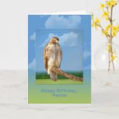 Carte Birthday, pasteur, Rough Legged Hawk Bird (Fleur jaune)