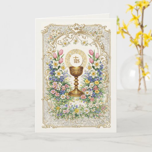 Carte Birthday Prayer Eucharist Scripture Priest (Fleur jaune)