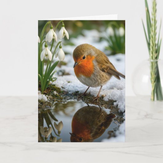 Carte Birthday Robin with Snowdrops (Devant)