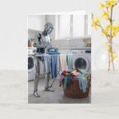 Carte Birthday Robot Ironing Clothes (Fleur jaune)