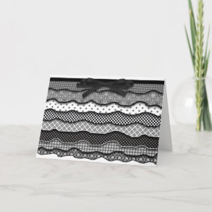 Carte Birthday, Ruffles-Black/White/Pattern,