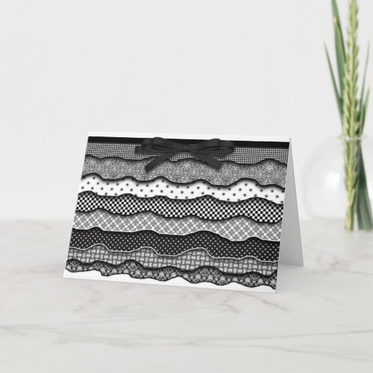 Carte Birthday, Ruffles-Black/White/Pattern, (Devant)