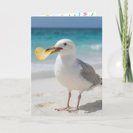 Carte Birthday Seagull with a Potato Chip (Devant)