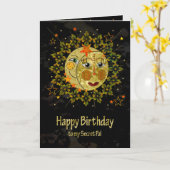 Carte Birthday, Secret Pal, SUN, MOON, STARS (Fleur jaune)