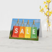 Carte Birthday Shopping Bags On a Clothesline (Fleur jaune)