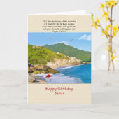 Carte Birthday, Sister, Beach, Hills, Birds (Fleur jaune)