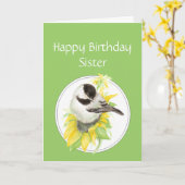 Carte Birthday Sister Chickadee Sunflower Bird (Fleur jaune)