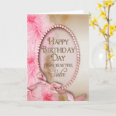 Carte Birthday - SISTER - Rose et Feminine (Fleur jaune)