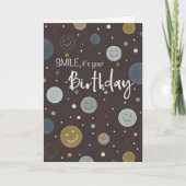 Carte Birthday Smile Brown Modern Dots with Smiley (Devant)