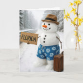 Carte Birthday Snowman Hitchhiking to Florida (Fleur jaune)