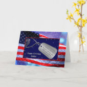 CARTE BIRTHDAY/SOLDIER- DRAPEAU DES USA - ÉTIQUETTES DE (Fleur jaune)