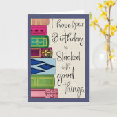 Carte Birthday Stack of Books (Fleur jaune)