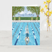 Carte Birthday Swimming Laps Fun (Fleur jaune)