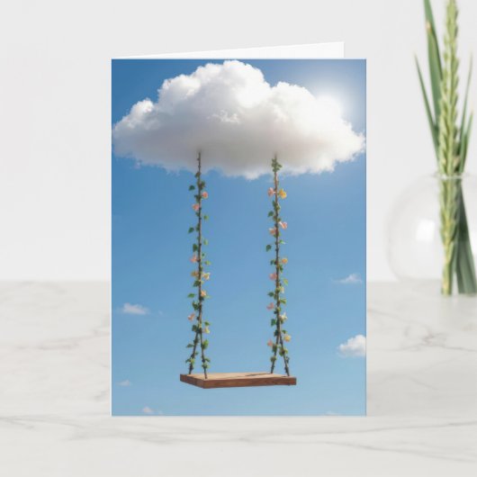 Carte Birthday Swing Hanging From a Cumulus Cloud (Devant)