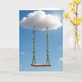 Carte Birthday Swing Hanging From a Cumulus Cloud (Fleur jaune)