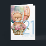 Carte Birthday Teddy Bear Balloon 21ST<br><div class="desc">Anniversaire Teddy Bear Balloon 21ST Card douce bébé ours en peluche carte personnalisée pour un garçon. Nous pouvons attendre très vite. Cliquez sur le bouton "Customisez-le !" pour modifier la taille du texte,  la couleur du texte,  le style de police et plus encore !</div>