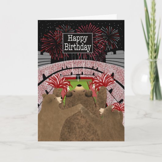 Carte Birthday Three Bears Cheering Red (Devant)