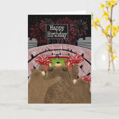 Carte Birthday Three Bears Cheering Red (Fleur jaune)