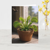 Carte Birthday Venus Flytrap Plant With Flies (Fleur jaune)