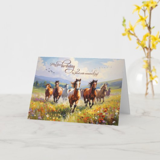 Carte Birthday Wild Horses Wildflower Meadow (Fleur jaune)