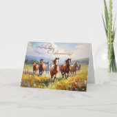 Carte Birthday Wild Horses Wildflower Meadow (Devant)