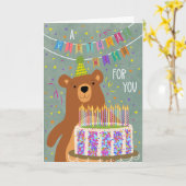 Carte Birthday Wish With Bear and Cake (Fleur jaune)