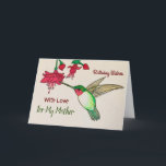 Carte Birthday Wishers<br><div class="desc">Celebrate your mother's birthday with a hummingbird and bright pink flower card Colourful and cheerful,  the réaliste tic watercolor painting of a favourite backyard bird and flower will delight a gardener or birdwatcher. Apporte la sunshine and happiness to your mama's birthday celebration with this lovely and elegant garden card.</div>