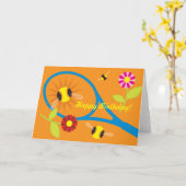 Carte Birthday with cute tennis design (Fleur jaune)