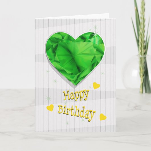 Carte Birthstone May Green Emerald Heart Anniversaire (Devant)