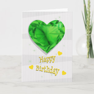 Carte Birthstone May Green Emerald Heart Anniversaire