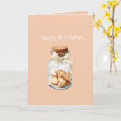 Carte Biscuits Cœur en Pot Blanc Ruban Anniversaire (Fleur jaune)