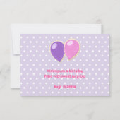Carte biscuits d'anniversaire violet heureux avec ballon (Dos)
